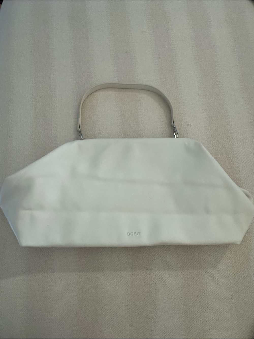 BCBG Cream Structured Top-Handle Clutch
